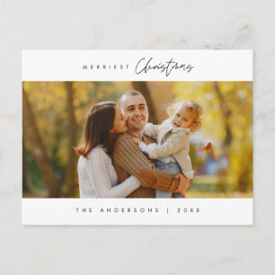 Merriest Christmas Family Photo, Modern Cute Postcard