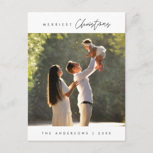 Merriest Christmas Family Photo, Modern Minimalist Postcard