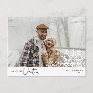 Merriest Christmas Family Photo, Snow Flakes Postcard