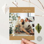 Merriest Christmas Family Photo, Vintage Gold Postcard<br><div class="desc">Merriest Christmas. Celebrate the season with this family photo postcard, in vintage gold themed. It is fully customisable and personalised with your own greeting messages. Please add your return address for easy mailing. It is simple, easy, yet modern minimalist and festive. This is the perfect postcard for sending your holiday...</div>