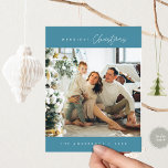 Merriest Christmas Family Photo, Winter Blue Postcard<br><div class="desc">Merriest Christmas. Celebrate the season with this family photo postcard, in winter wonderland blue themed. It is fully customisable and personalised with your own greeting messages. Please add your return address for easy mailing. It is simple, easy, yet modern minimalist and festive. This is the perfect postcard for sending your...</div>