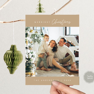 Merriest Christmas Family Photo, Winter Blue Postcard