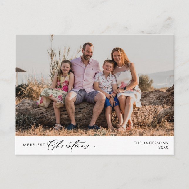 Merriest Christmas Family Photo, Winter Happiness Postcard (Front)