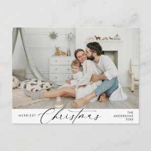 Merriest Christmas Family Photo, Winter Happiness Postcard