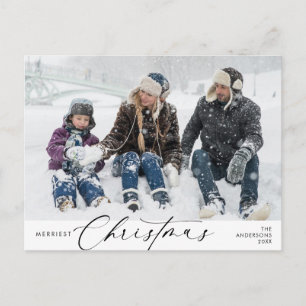 Merriest Christmas Family Photo, Winter Happiness Postcard
