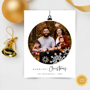 Merriest Christmas Family Photo, Wishes Ball Postcard