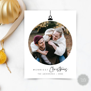 Merriest Christmas Family Photo, Wishes Ball Postcard