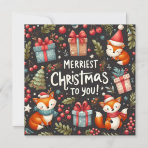 Merriest Christmas Forest fantasy Holiday Card