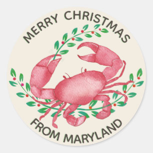 Merriest Christmas from Maryland Crab Classic Round Sticker