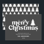 Merriest Christmas graphic typography non photo Fo Holiday Card<br><div class="desc">Merriest Christmas graphic typography non photo holiday card. With modern hand drawn text and trees.</div>