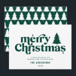Merriest Christmas graphic typography non photo  H Holiday Card<br><div class="desc">Merriest Christmas graphic typography non photo holiday card. With modern hand drawn text and trees.</div>