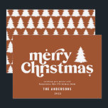 Merriest Christmas graphic typography non photo Holiday Card<br><div class="desc">Merriest Christmas graphic typography non photo holiday card. With modern hand drawn text and trees.</div>