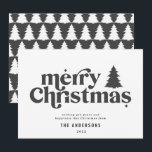 Merriest Christmas graphic typography non photo  Holiday Card<br><div class="desc">Merriest Christmas graphic typography non photo holiday card. With modern hand drawn text and trees.</div>
