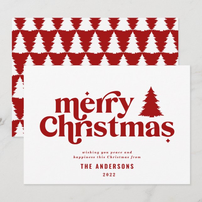 Merriest Christmas graphic typography non photo  Holiday Card (Front/Back)