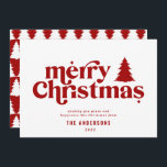 Merriest Christmas graphic typography non photo  Holiday Card<br><div class="desc">Merriest Christmas graphic typography non photo holiday card. With modern hand drawn text and trees.</div>