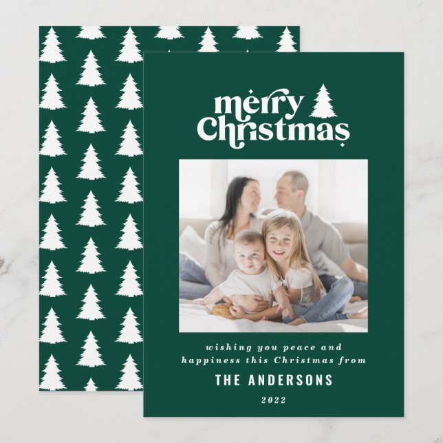 Merriest Christmas graphic typography photo  Holid Holiday Card (Front/Back)
