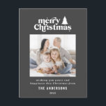 Merriest Christmas graphic typography photo Holiday Postcard<br><div class="desc">Merriest Christmas graphic typography photo holiday card. With modern hand drawn text and trees.</div>
