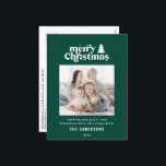 Merriest Christmas graphic typography photo  Holiday Postcard<br><div class="desc">Merriest Christmas graphic typography photo holiday card. With modern hand drawn text and trees.</div>