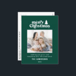 Merriest Christmas graphic typography photo  Holiday Postcard<br><div class="desc">Merriest Christmas graphic typography photo holiday card. With modern hand drawn text and trees.</div>