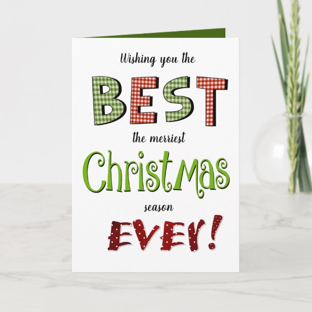 Merriest Christmas Holiday Fun Patterned Greeting Card (Front)