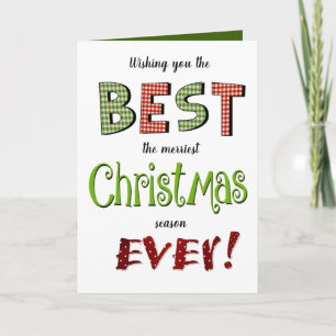 Merriest Christmas Holiday Fun Patterned Greeting Card