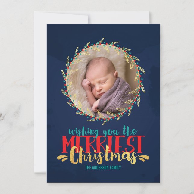 Merriest Christmas Holiday Photo (Front)