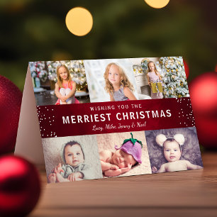 Merriest Christmas Holiday Photo Collage Card