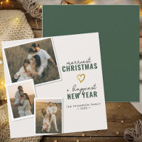 Merriest Christmas Modern Boho Family Photo Square