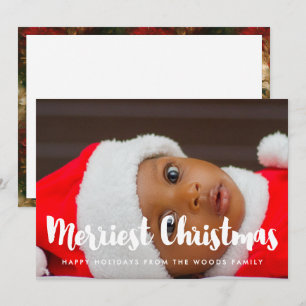 Merriest Christmas Modern Family Photo Holiday Card