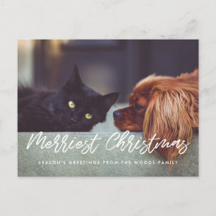 Merriest Christmas Modern family photo holiday Postcard