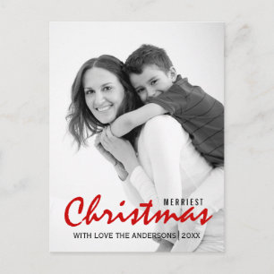 Merriest Christmas modern red holiday photo