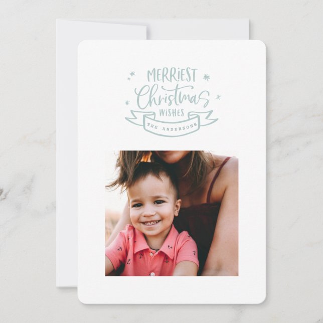 merriest christmas modern script photo holiday card (Front)