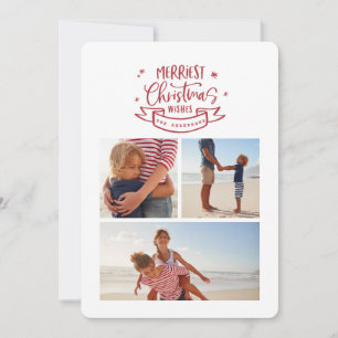 merriest christmas modern script photo holiday card