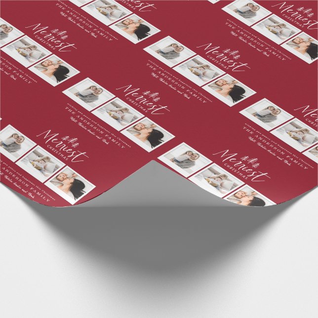 Merriest Christmas multi photo holiday Wrapping Paper (Corner)