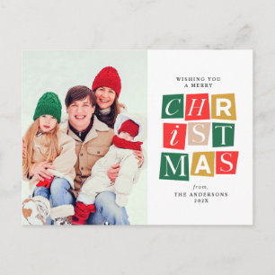 Merriest christmas photo holiday greeting postcard
