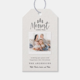 Merriest Christmas photo rustic farmhouse holiday Gift Tags