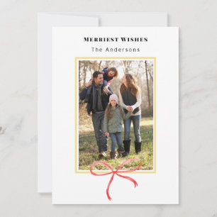 merriest christmas red bow photo holiday card