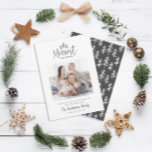 Merriest Christmas rustic multi photo Holiday Card<br><div class="desc">Merriest Christmas rustic multi photo holiday card. With modern hand drawn text and trees. Backer colour can be customized.</div>