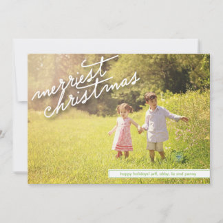 Merriest Christmas Script with Back Photo Holiday Card