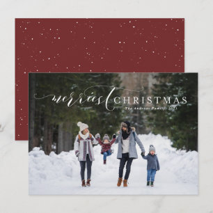 Merriest Christmas simple elegant one photo Holiday Card