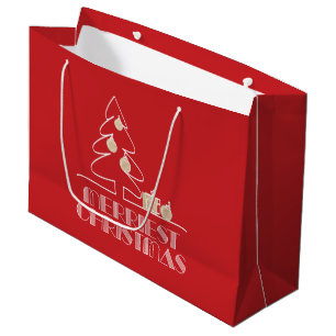 Merriest Christmas Tree Red Holiday Large Gift Bag