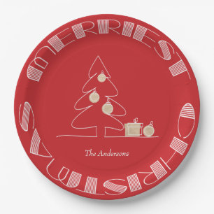 Merriest Christmas Tree Red Paper Plate