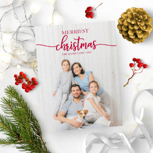 Merriest Christmas Unique Photo Holiday Greeting Postcard