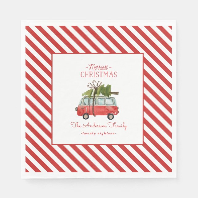 merriest christmas watercolor car napkin (Front)
