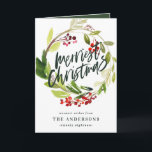 Merriest Christmas watercolor floral Holiday Card<br><div class="desc">Merriest Christmaswatercolor floral Holiday card. Part of a collection.</div>