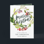 Merriest Christmas watercolor floral Holiday Card<br><div class="desc">Merriest Christmaswatercolor floral Holiday card. Part of a collection.</div>