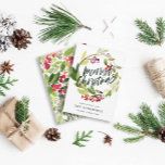 Merriest Christmas watercolor floral Holiday Card<br><div class="desc">Merriest Christmas watercolor floral Holiday card. Beautiful watercolour painted foliage and modern script text. Part of a collection.</div>