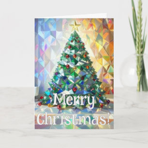 Merriest Christmas Wishes Geometric Xmas Tree Holiday Card