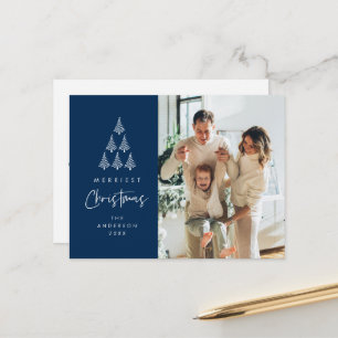 Merriest Christmas, Xmas Tree Family Photo Postcard