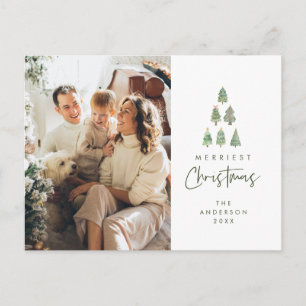 Merriest Christmas, Xmas Tree Family Photo Postcard